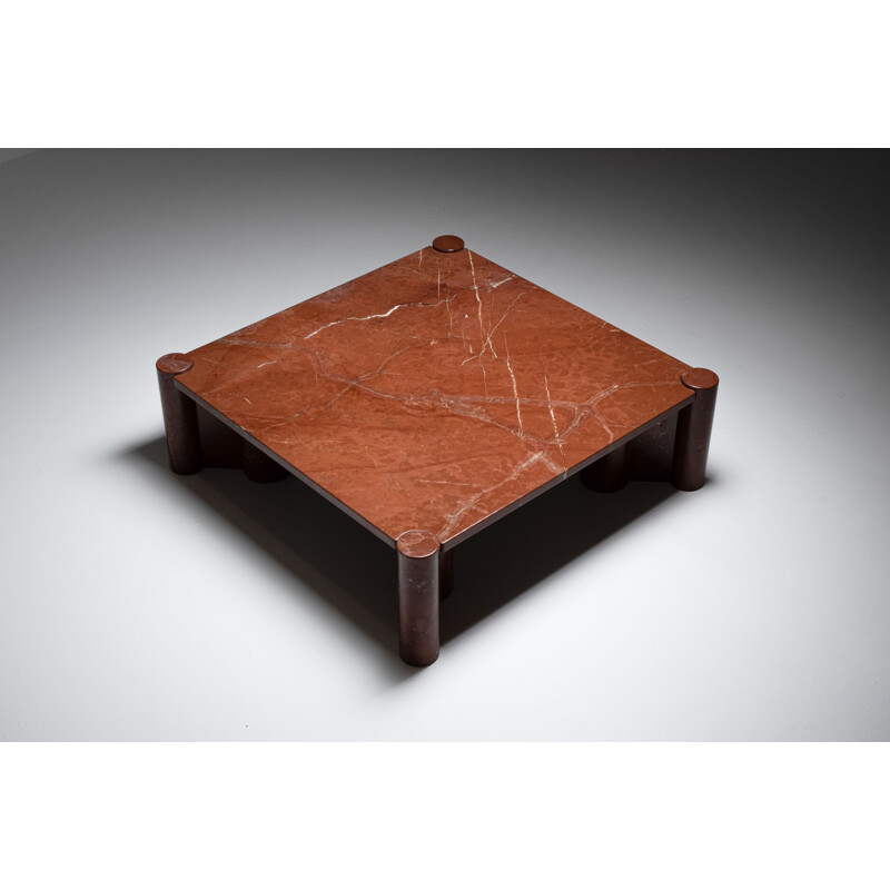 Vintage Gae Aulenti "Jumbo" Coffee Table in Rosso Collemandina marble, Italy 1960s