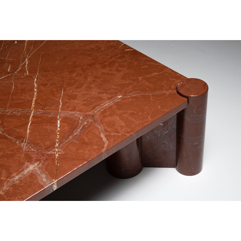 Vintage Gae Aulenti "Jumbo" Coffee Table in Rosso Collemandina marble, Italy 1960s