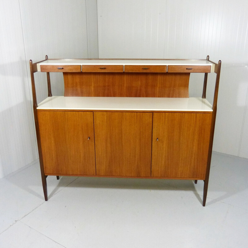 Large German Deutsche Werkstatten highboard in teak with drawers - 1960s