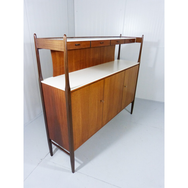 Large German Deutsche Werkstatten highboard in teak with drawers - 1960s