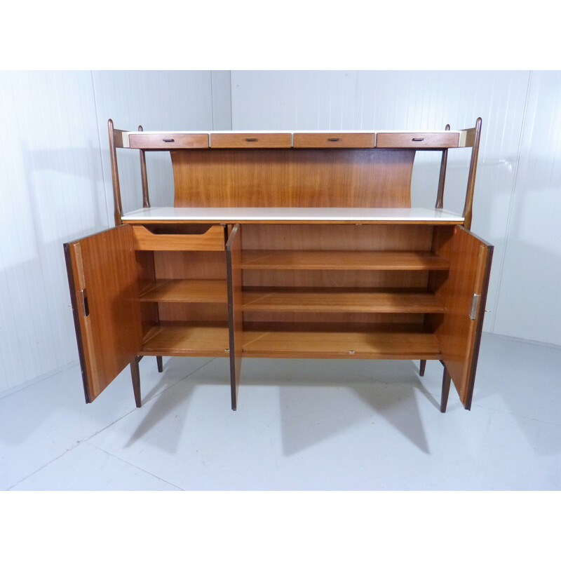 Large German Deutsche Werkstatten highboard in teak with drawers - 1960s