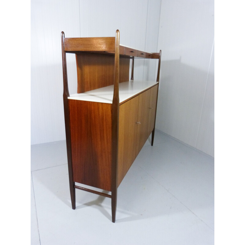 Large German Deutsche Werkstatten highboard in teak with drawers - 1960s