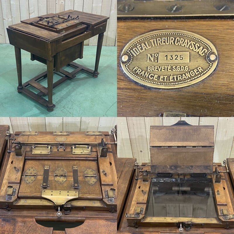 Vintage photographer's table L'idéal Crayssac Printer for glass negative