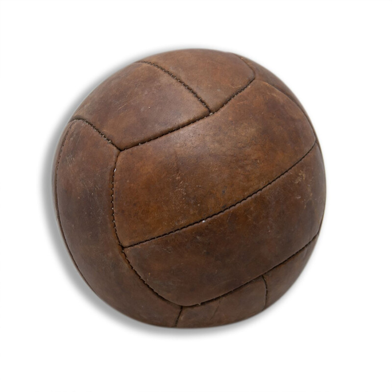 Vintage Leather Medicine Ball, Czechoslovakia 1930s