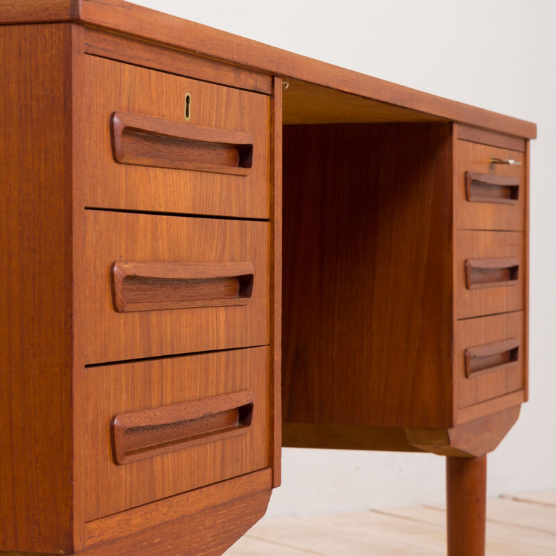 Vintage Freestanding Teak Desk with 6 Drawers, Danish 1960s