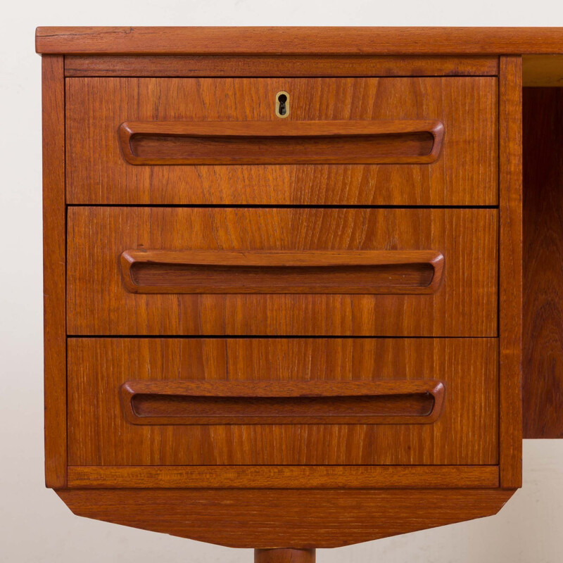 Vintage Freestanding Teak Desk with 6 Drawers, Danish 1960s