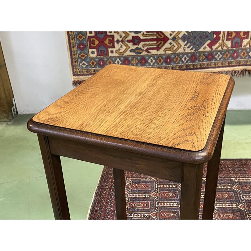 Pair of vintage Louis XV oak stools 1930s