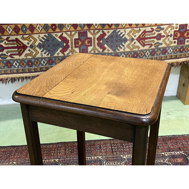 Pair of vintage Louis XV oak stools 1930s