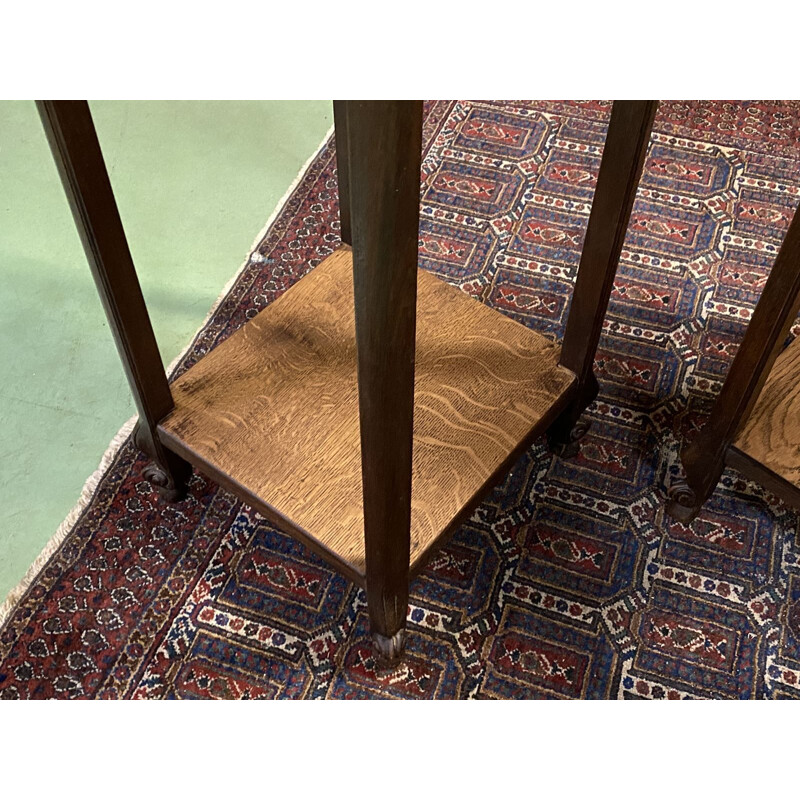 Pair of vintage Louis XV oak stools 1930s