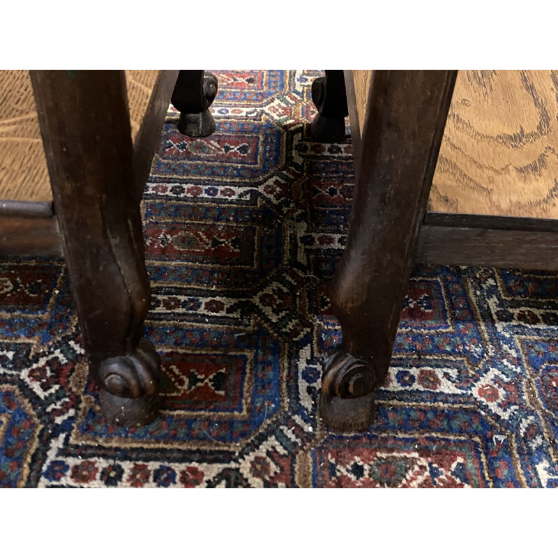 Pair of vintage Louis XV oak stools 1930s