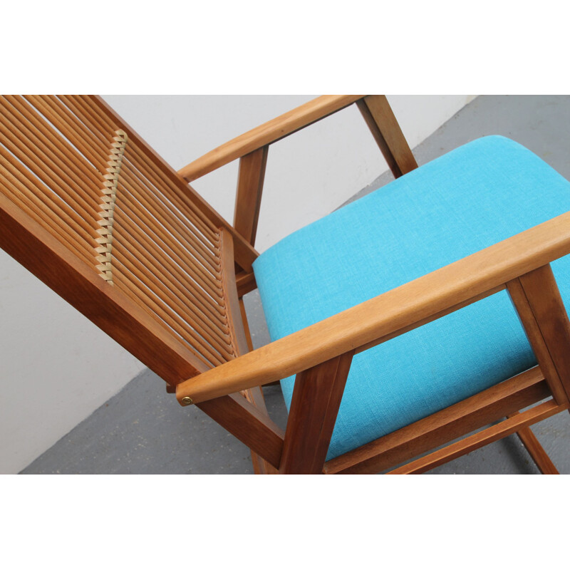 Vintage schommelstoel in lichtblauw 1950