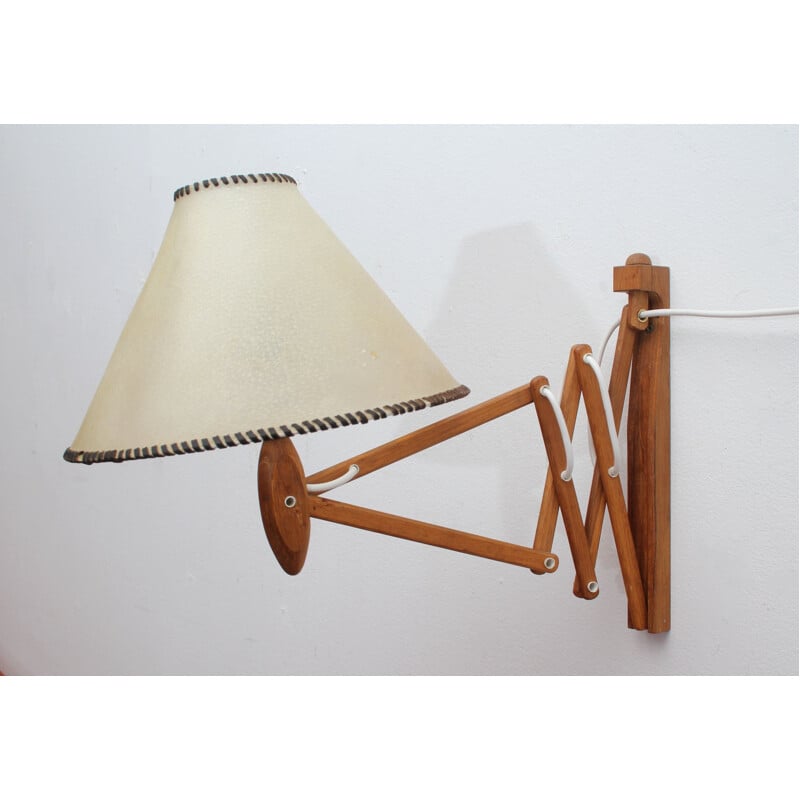 Vintage teakhouten schaar wandlamp van Erik Hansen voor Klint, Denemarken 1960