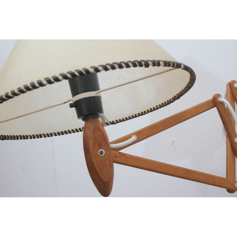 Vintage teak scissor wall lamp by Erik Hansen for Klint, Denmark 1960