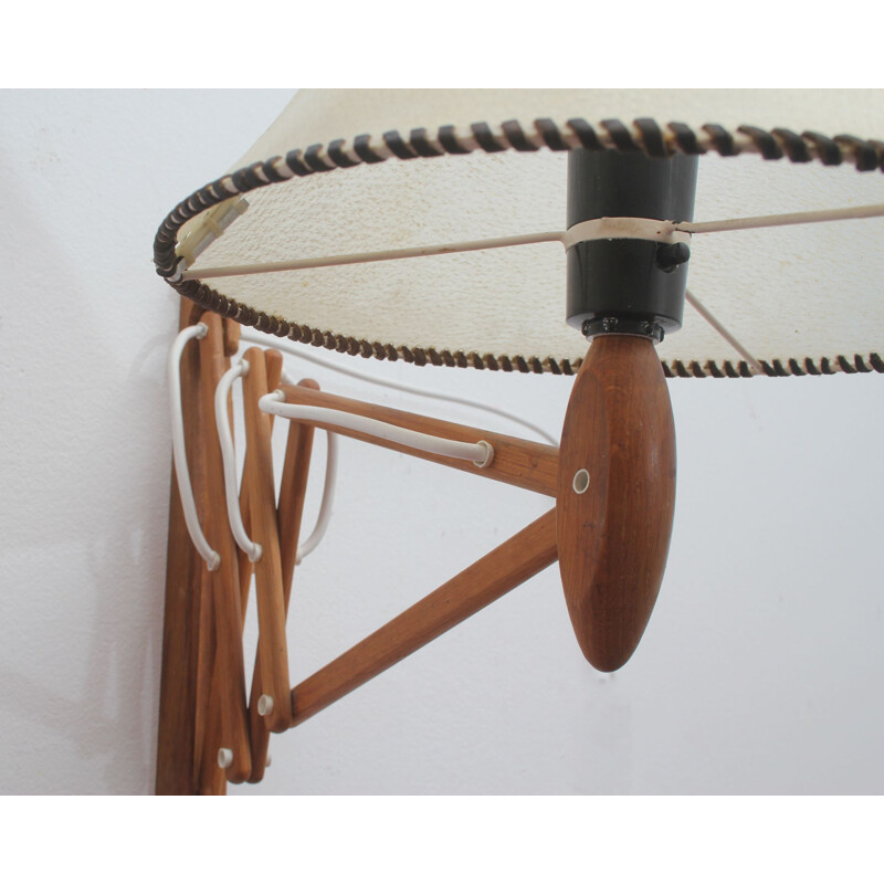 Vintage teak scissor wall lamp by Erik Hansen for Klint, Denmark 1960