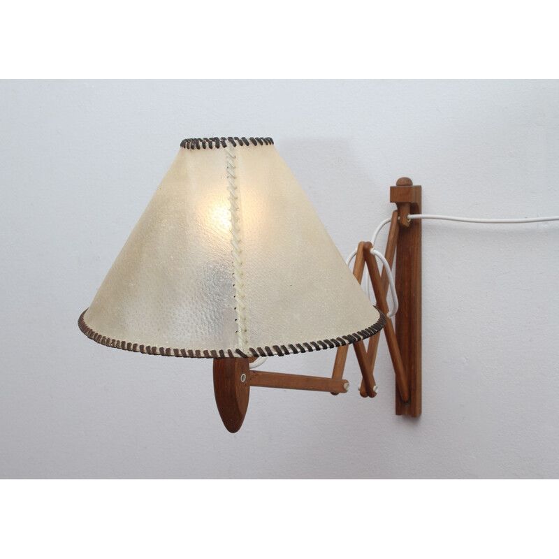 Vintage teak scissor wall lamp by Erik Hansen for Klint, Denmark 1960