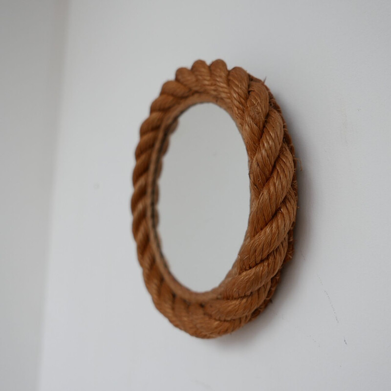 Vintage Audoux et Minet Small Rope Mirror, French 1960s