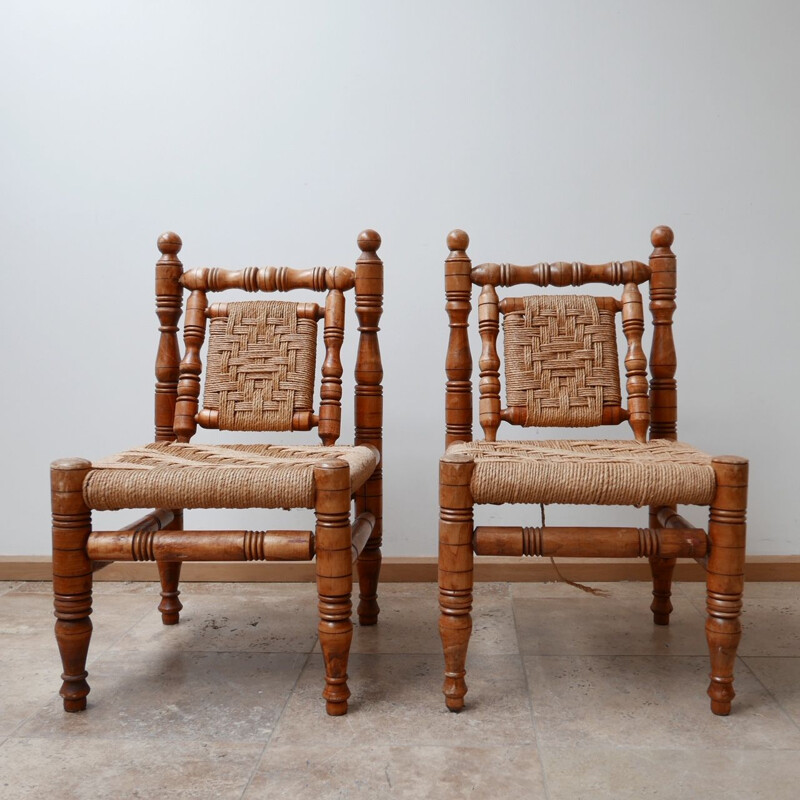 Pair of vintage Easy Lounge Chairs Audoux Minet, French 1960s