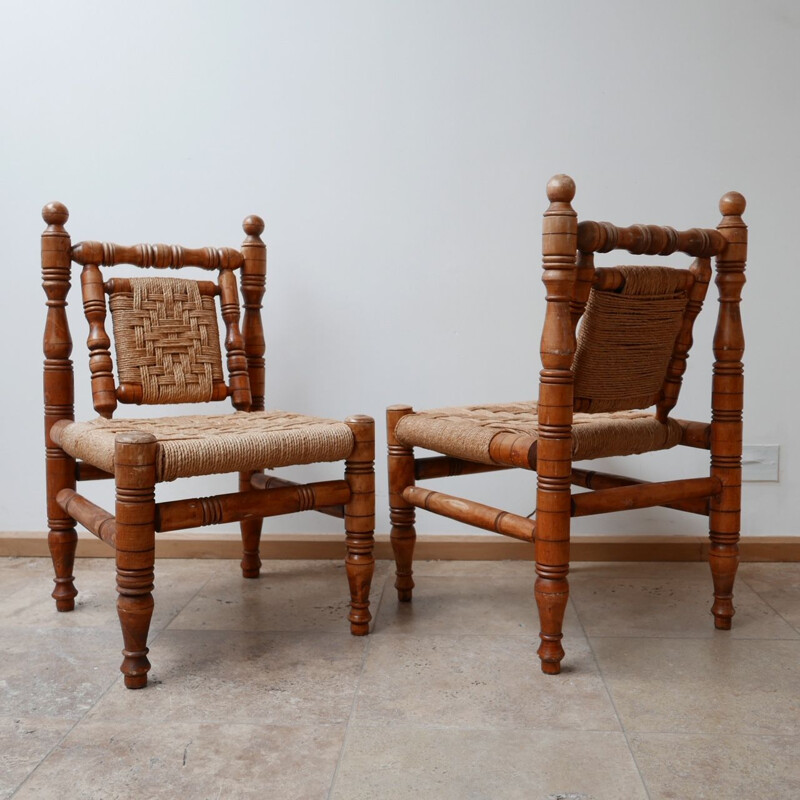 Paar vintage Audoux Minet lounge stoelen, Frans 1960
