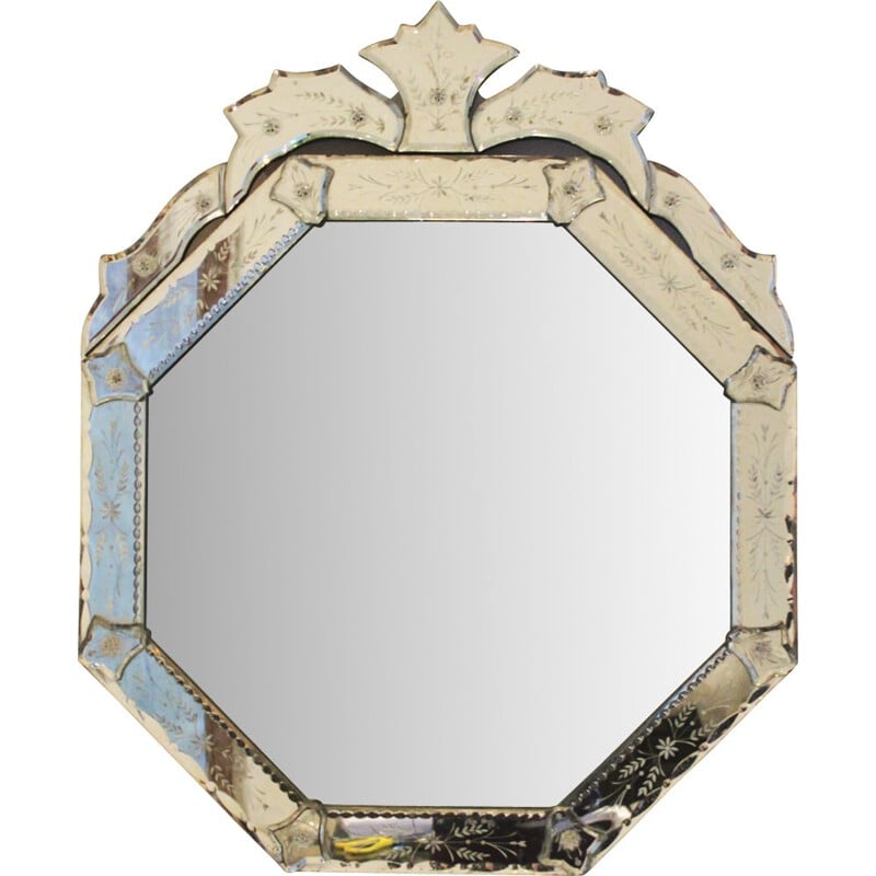 Miroir vintage vénitien octogonal