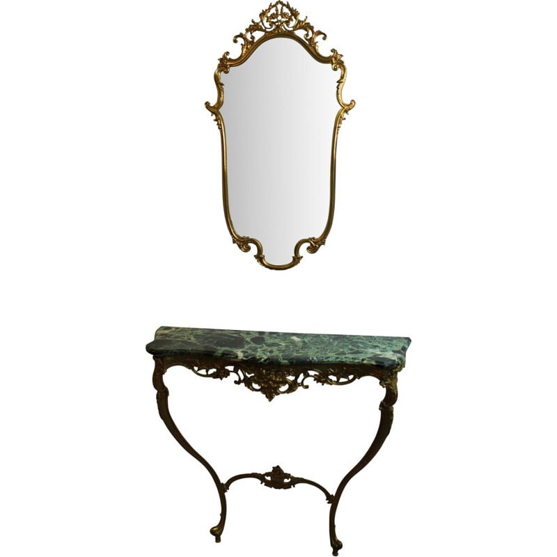 Console vintage avec miroir en bronze