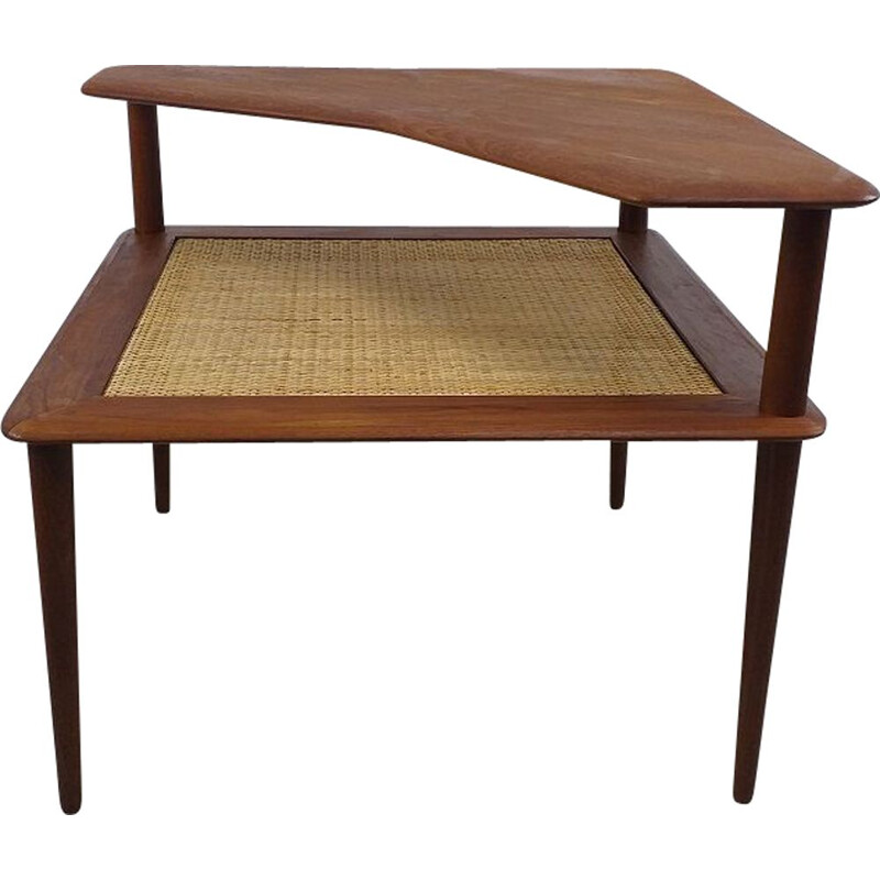 Vintage Minerva teak corner coffee table by Peter Hvidt, Scandinavian 1960s