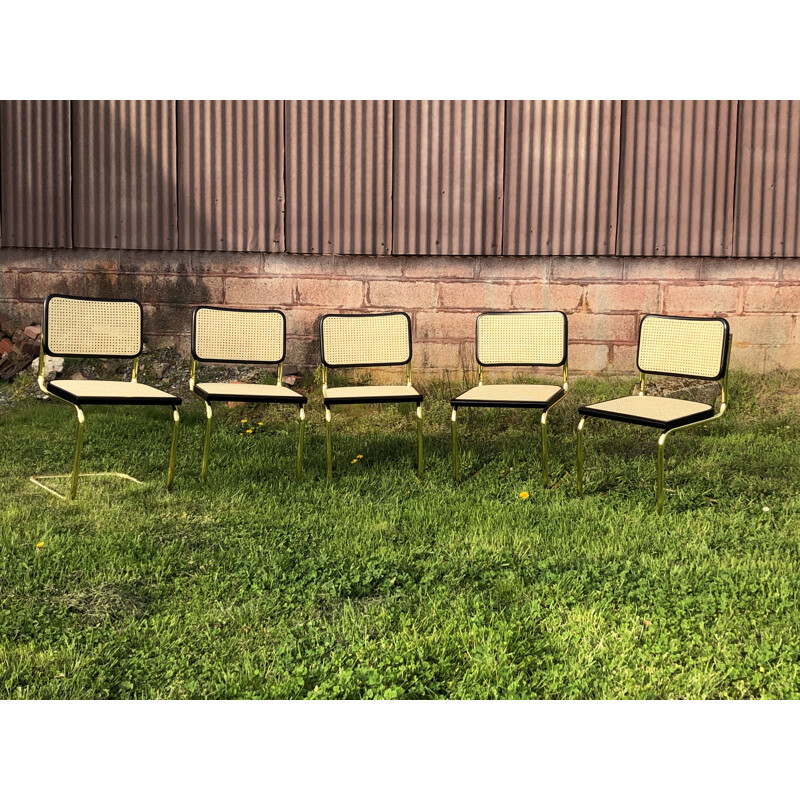 Set of 5 vintage Cesca B32 chairs by Marcel Breuer