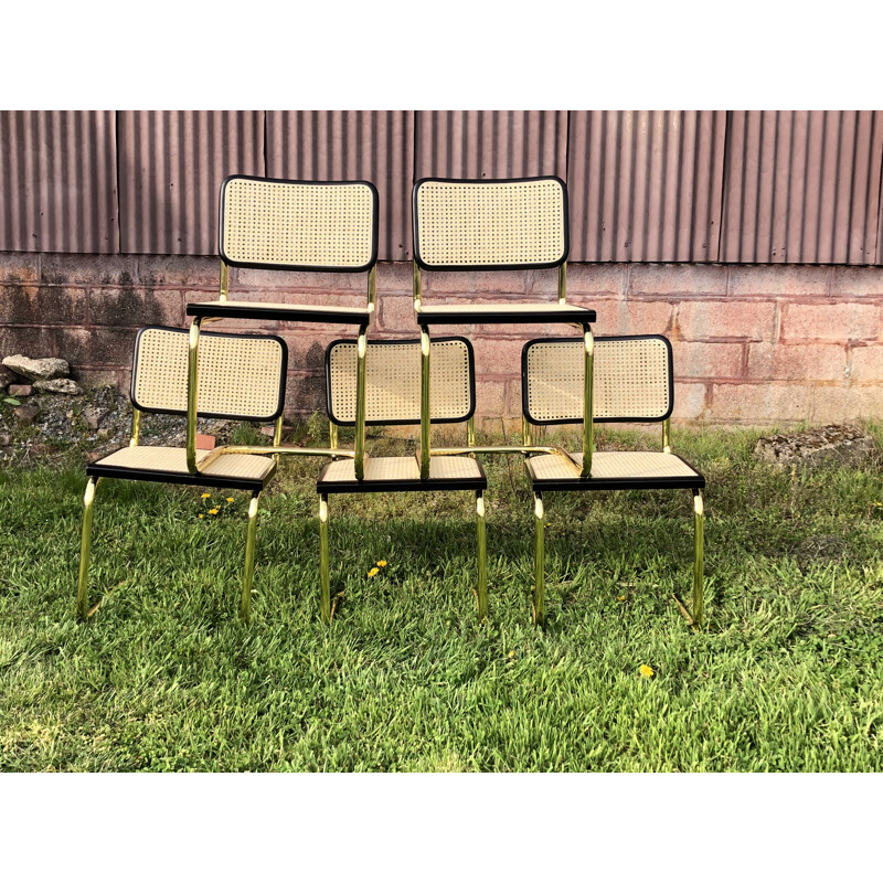 Set of 5 vintage Cesca B32 chairs by Marcel Breuer