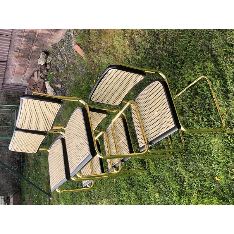 Set of 5 vintage Cesca B32 chairs by Marcel Breuer