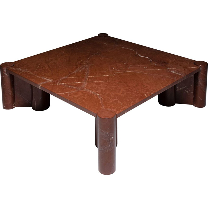 Vintage Gae Aulenti "Jumbo" Coffee Table in Rosso Collemandina marble, Italy 1960s