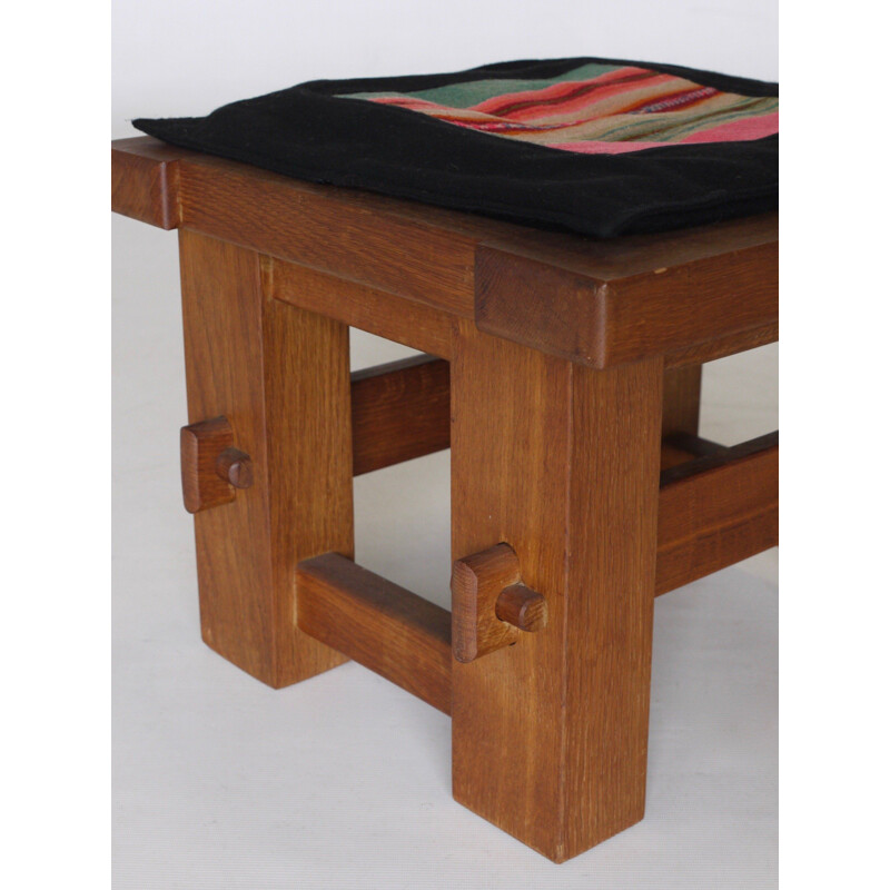 Vintage Modernist Wooden Oak Stool, Dutch 1950s