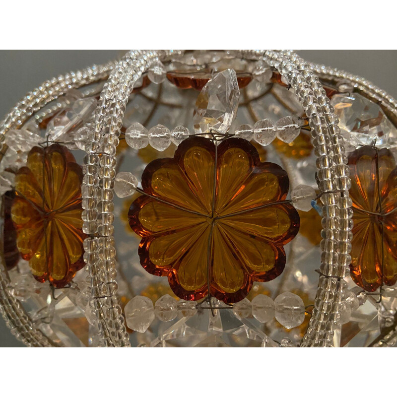Suspension vintage en cristal perlé de Bacci Firenze, 1970