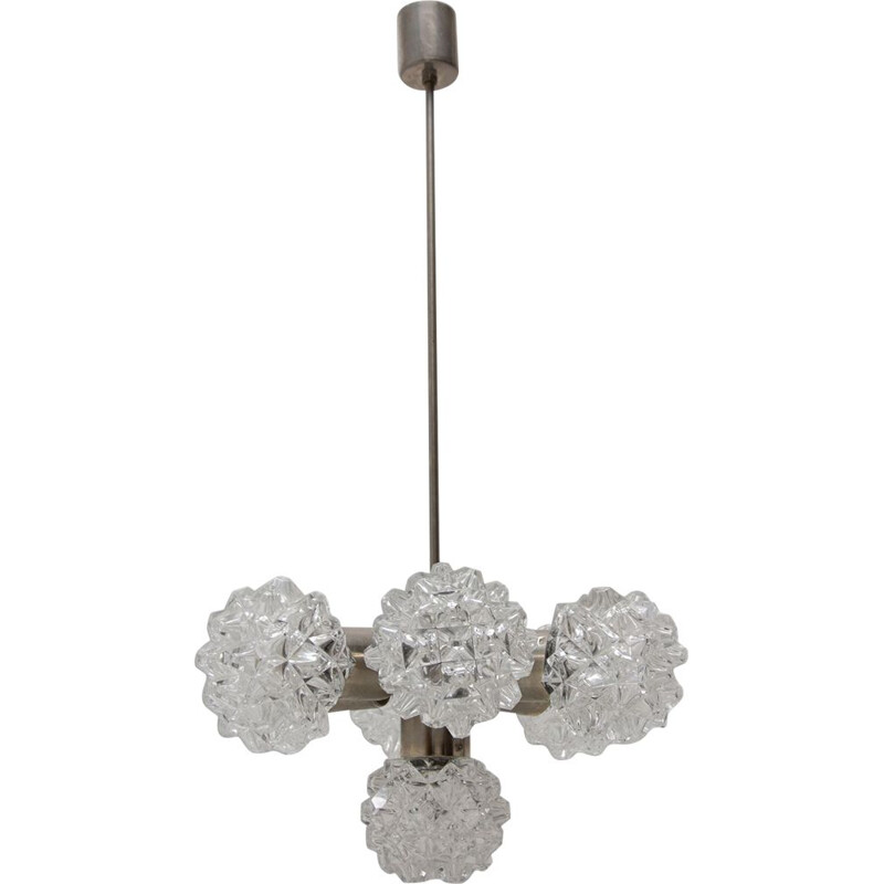 Vintage cut glass chandelier for Kamenický Šenov, Czechoslovakia 1970