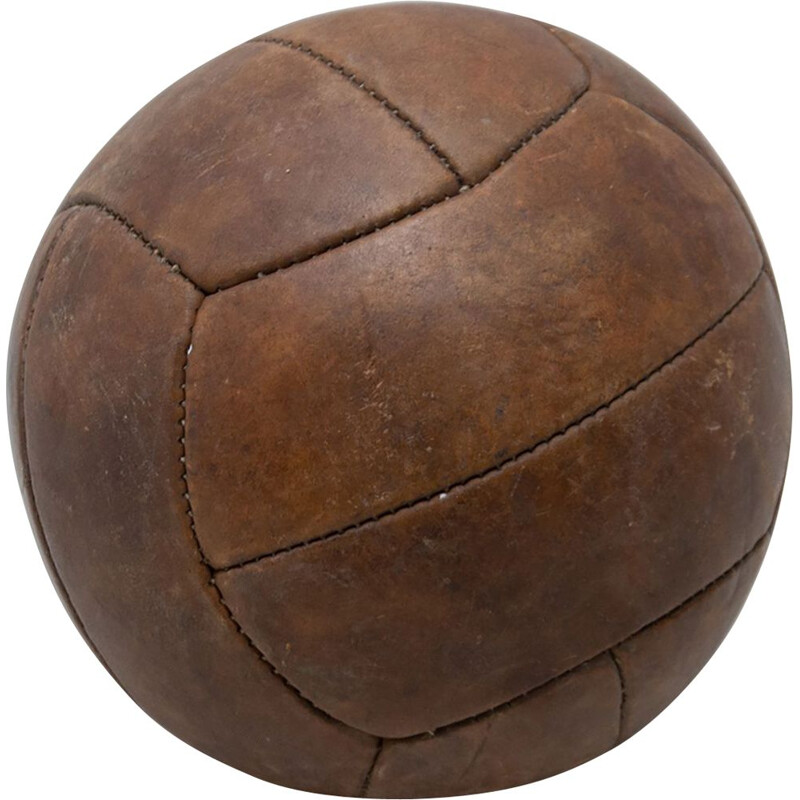 Vintage Leather Medicine Ball, Czechoslovakia 1930s