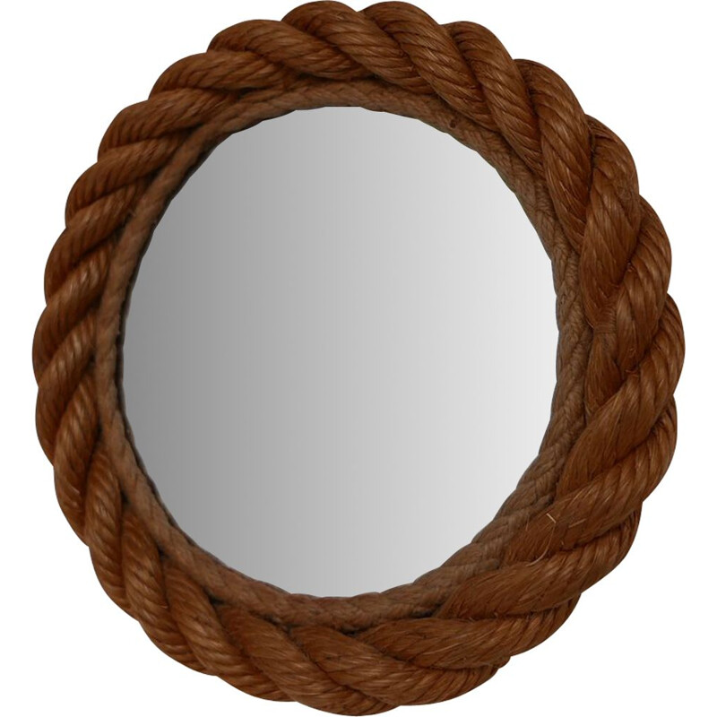 Vintage Audoux et Minet Small Rope Mirror, French 1960s