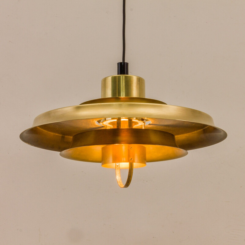 Vintage Brass Pendant Lamp by Bent Karlby for Lyfa, Danish 1960s