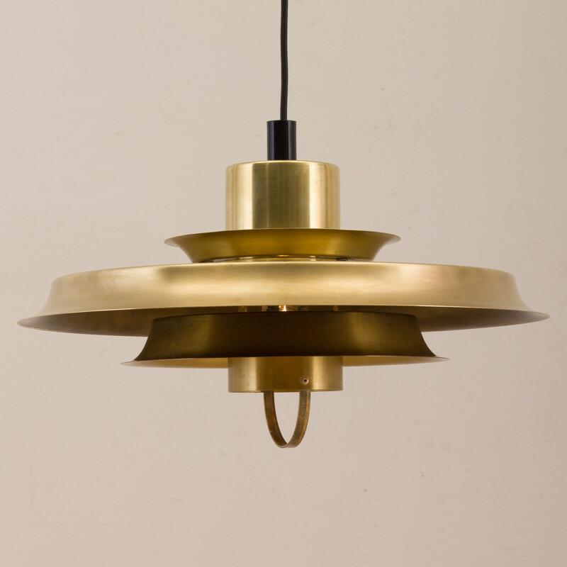 Vintage Brass Pendant Lamp by Bent Karlby for Lyfa, Danish 1960s