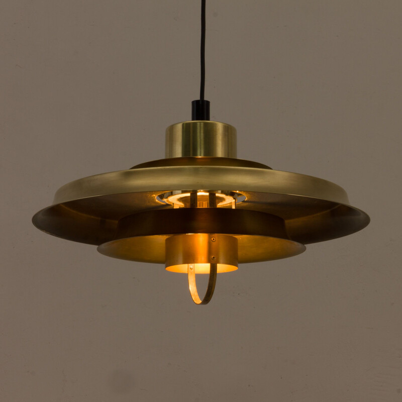 Vintage Brass Pendant Lamp by Bent Karlby for Lyfa, Danish 1960s