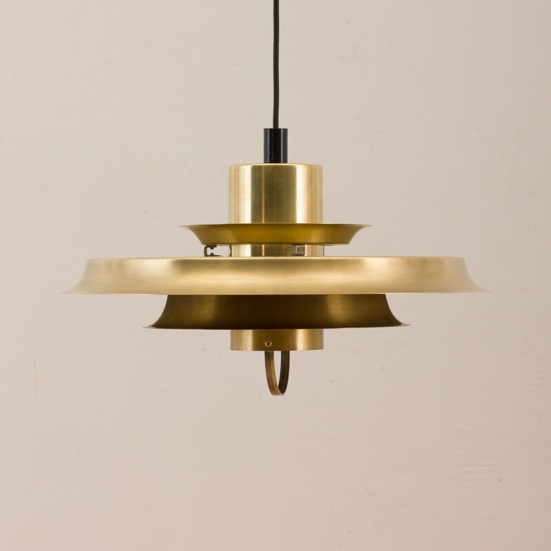 Vintage Brass Pendant Lamp by Bent Karlby for Lyfa, Danish 1960s