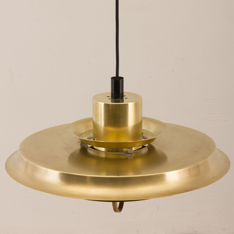 Vintage Brass Pendant Lamp by Bent Karlby for Lyfa, Danish 1960s