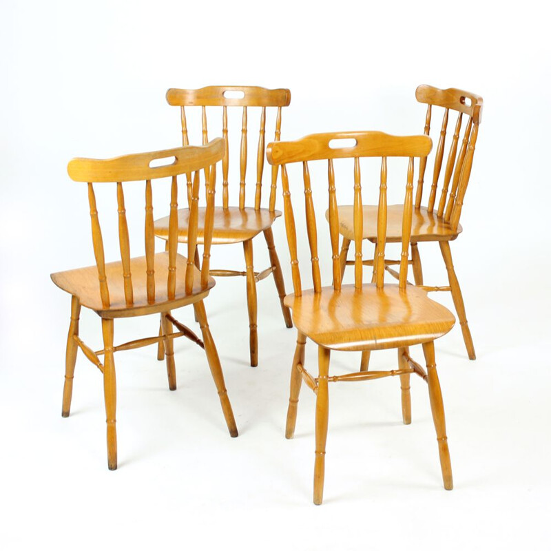 Satz von 4 Vintage-Stühlen aus Eiche, Tschechoslowakei 1960