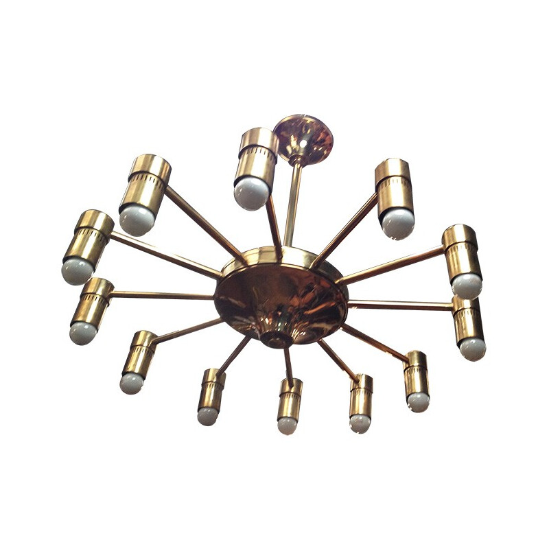 Brass chandelier by Gaetano Sciolari