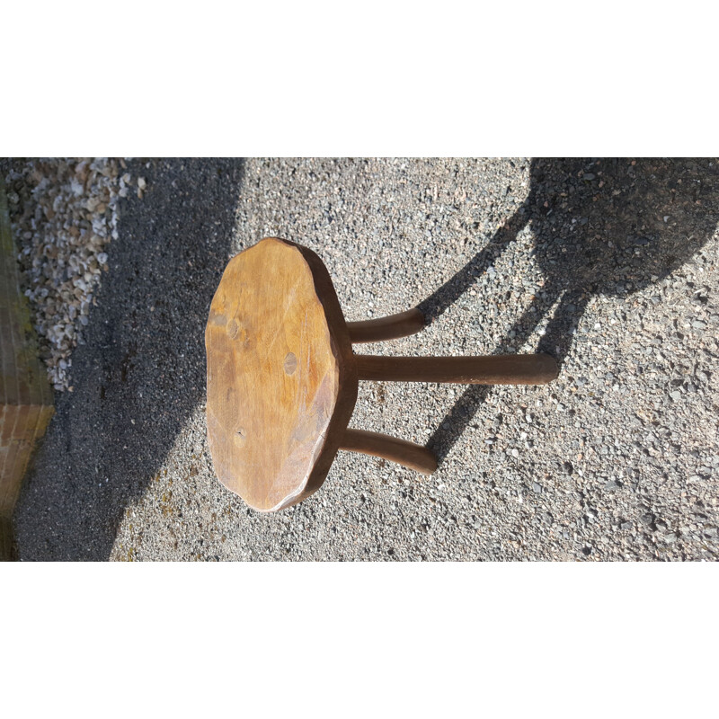 Tabourets et table basse vintage en bois massif