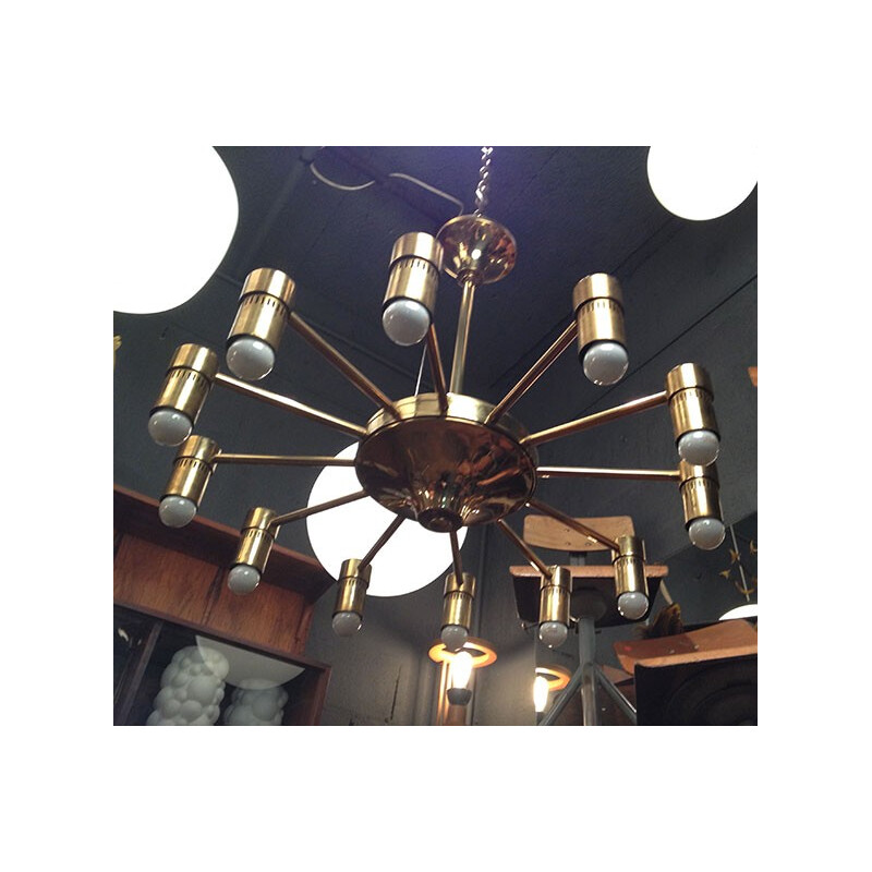 Brass chandelier by Gaetano Sciolari