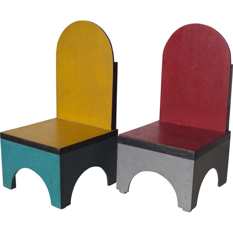Pair of vintage Children's Chairs by Ko Verzuu for ADO 1930s