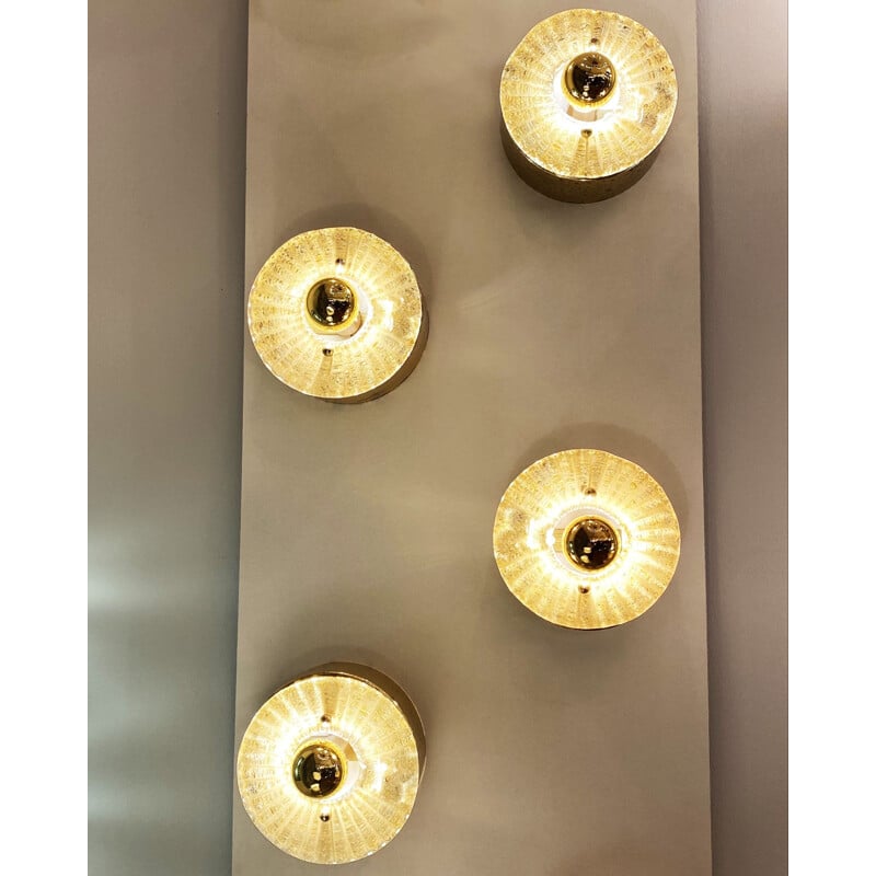 Vintage blown glass and gilded brass spotlights 1970s