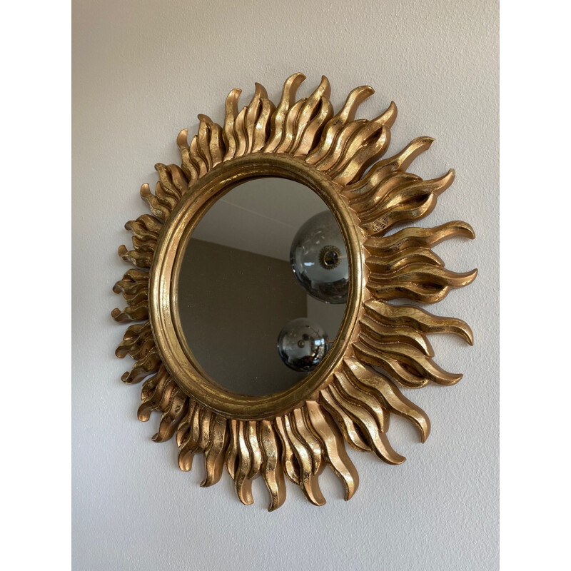 Vintage Golden Sun Mirror 1960s