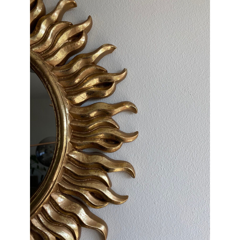 Vintage Golden Sun Mirror 1960s