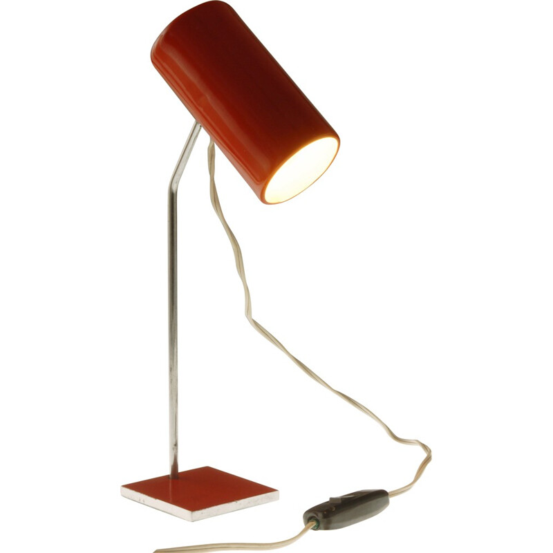 Lidokov desk lamp in red metal, Josef HURKA - 1960s