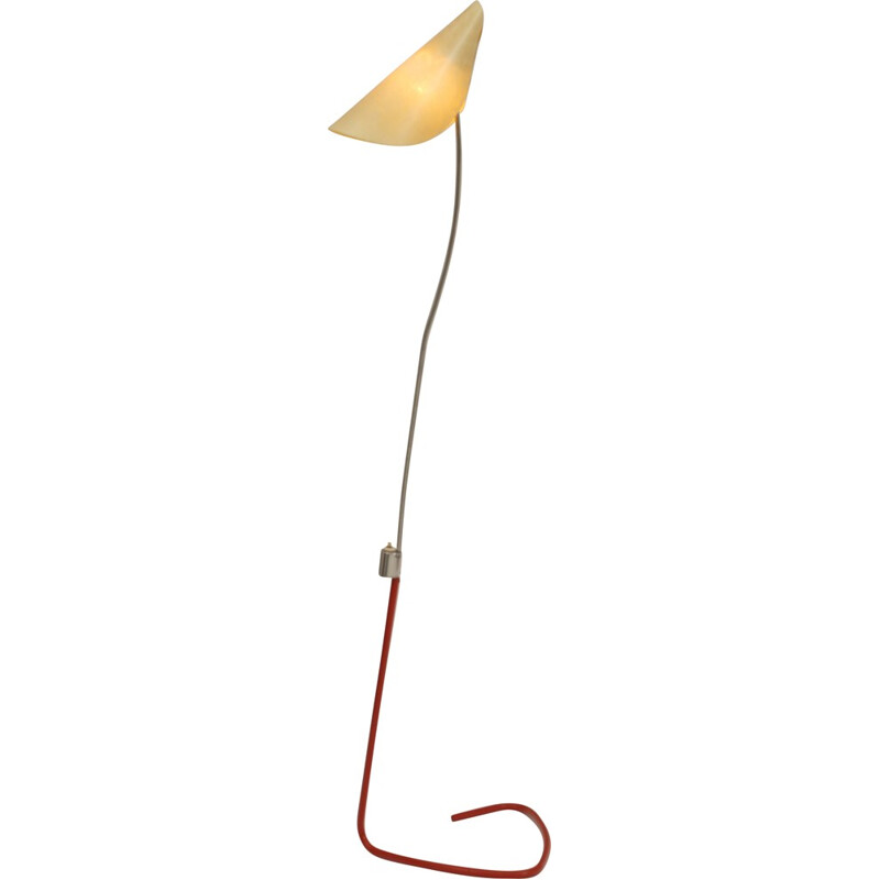 Czech Napako floor lamp in red metal, Josef HURKA - 1960s