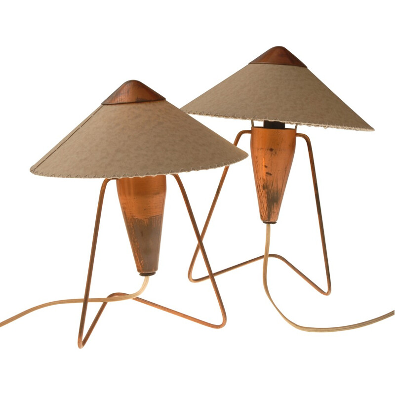 Pair of mid-century Okolo table lamps in parchment, Helena FRANTOVÁ - 1950s